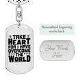 thumbnail image 2 of Take Heart Stainless Steel or 18k Gold Premium Swivel Dog Tag Keychain, 2 of 10