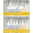 thumbnail image 6 of Tie Up Valance Curtain for Kitchen, Green Watercolor Eucalyptus Leaves Rod Pocket Short Curtains Adjustable Tie-Up Shade Valances, Spring Foliage on White Window Treatment for Bedroom 60x18in, 6 of 8
