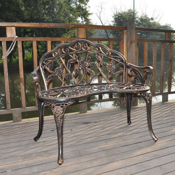 Outdoor Patio Bench 38 5 Metal, Does Cast Iron Garden Furniture Rust