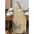thumbnail image 2 of Nautical Octopus Burlap Cotton Table Runner 14x72 Inches Long, Medieval Retro Map Sailboat Brown Farmhouse Table Runners, Outdoor Dining Tablecloths Decor for Baby Shower/Party/Wedding, 2 of 6