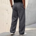 thumbnail image 7 of Men's Baggy Sweatpants Drawstring Elastic Waist Loose Wide Leg Casual Solid Color Lounge Trousers with Pockets, 7 of 7