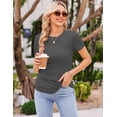thumbnail image 5 of Ekouaer Women' Maternity Top Short Sleeve Pregnant Tee 3 Packs Pregnant Shirt Side Ruched Burgundy Red/Caramel/Dark Grey, 5 of 6