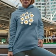 thumbnail image 2 of Smile Always with 90s Retro Flower with Smile Art Merch Gift, Light Blue Hooded Sweatshirt or Hoodie, XL, 2 of 5