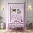 thumbnail image 2 of VECELO Twin Bed Frame, Canopy Bed with Metal Headboard and Footboard, No Box Spring Needed, Purple, 2 of 8