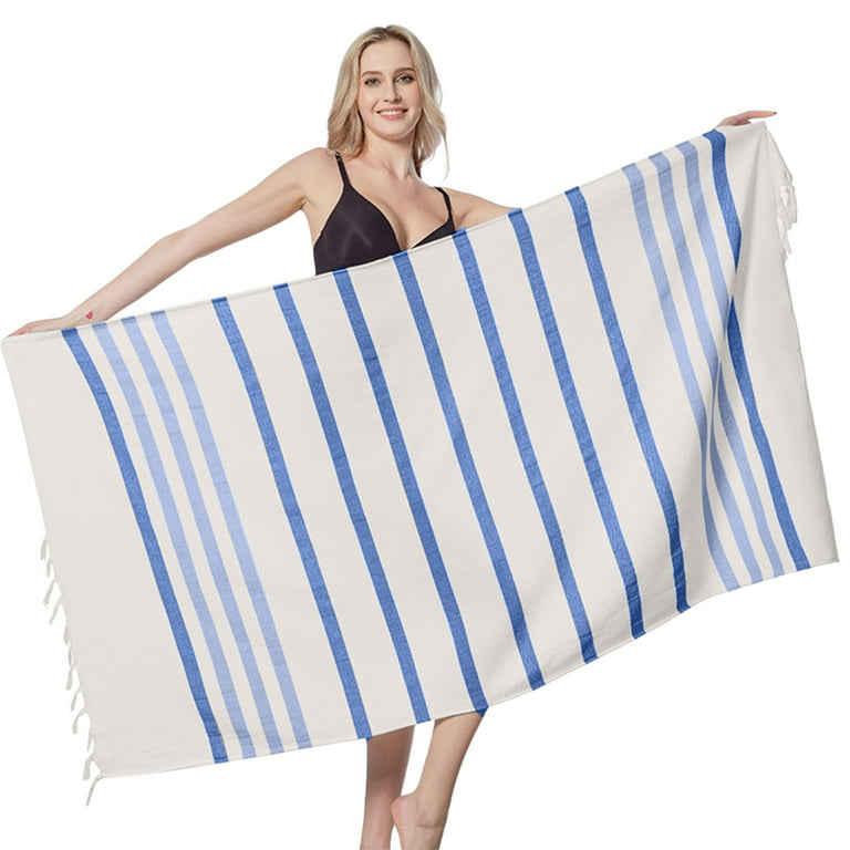 2 Packs Cotton Turkish Beach Towels Quick Dry Sand Free Oversized Extra  Large Xl Big Blanket Bath Pool Swim Towel Adult Travel Essentials Cruise