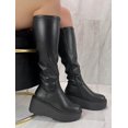 thumbnail image 5 of Top Moda Women Chunky Block Knee High Boots High Heel Wedge Platform Side Zipper JAZZ-8 Black Patent 7, 5 of 5