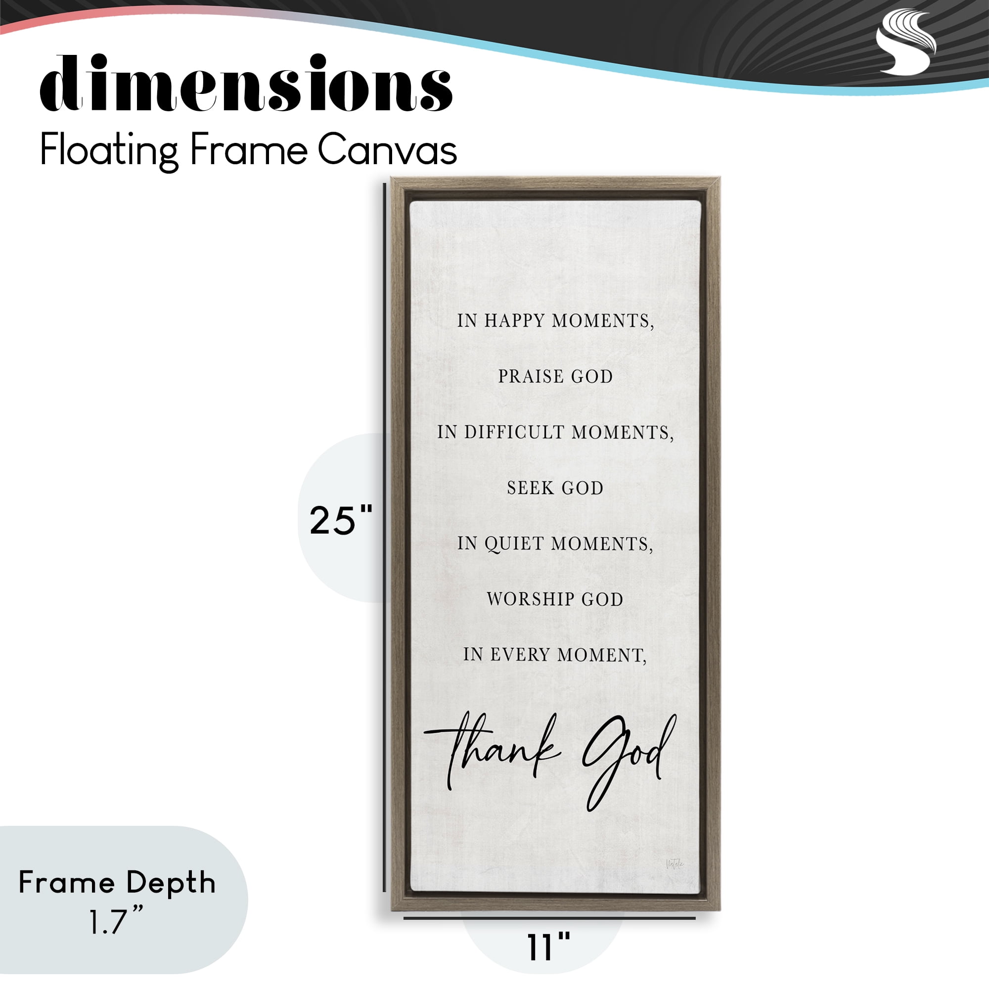 Stupell Industries Every Moment Thank God Brown Framed Floater Canvas Wall Art, design by Natalie Carpentieri