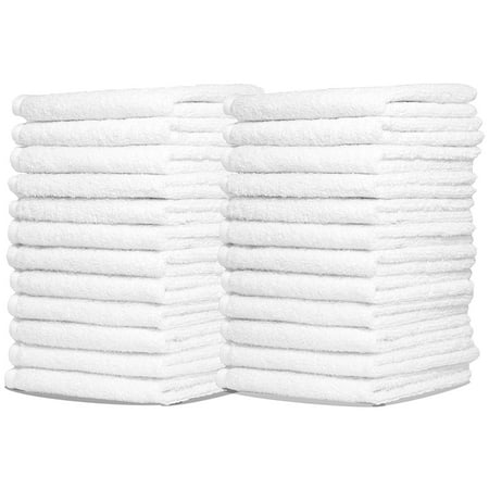 Wash Cloth Towels by Royal, 60-Pack, 100% Natural Cotton, 12 x 12, Soft and Absorbent, Machine Washable, White (60-Pack)