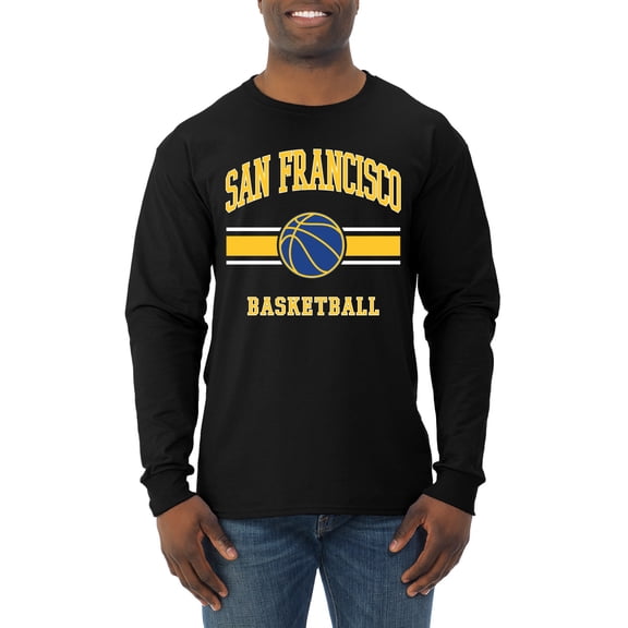 Wild Bobby City of San Francisco Basketball Fantasy Fan Sports Mens Long Sleeve Shirt, Black, Small