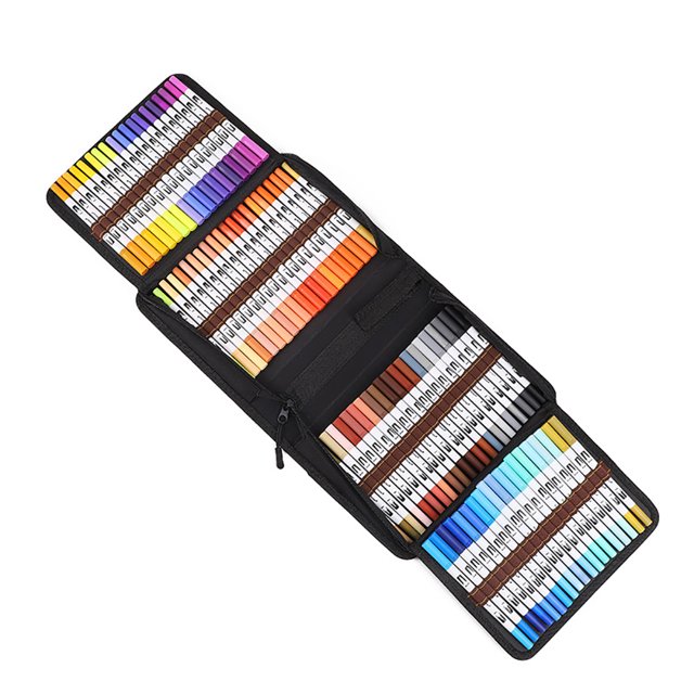 Juego de bolígrafos dobles, 120 rotuladores de colores, pinceles gruesos y finos, para niños, adultos, bolígrafos para bullet journal, letras a mano, manga, mandalas, libros para colorear,