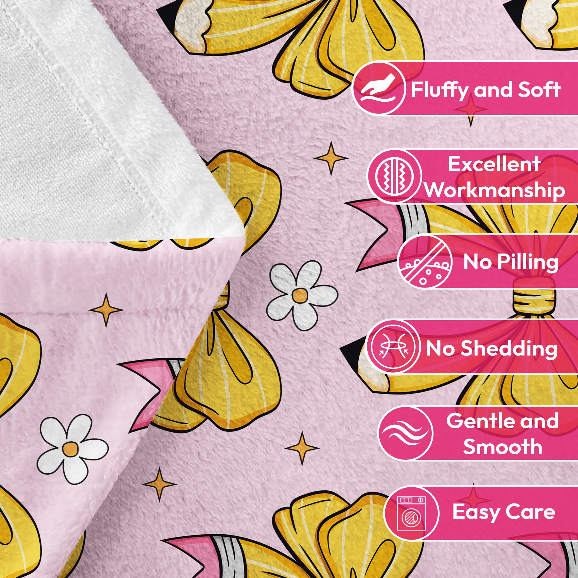 Flannel Fleece Twin Blanket, Soft Large Twin Blanket, Lightweight Cozy Plush Twin Blanket Fit Sofa Bed, 60"x80", Bows