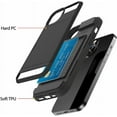 thumbnail image 6 of for iPhone 14 Plus Case Card Slot Hard PC Soft TPU Bumper Anti-Scratch Anti-Drop Protective Slim Wallet Card Holder Cover for Women Girls Men-Black, 6 of 13