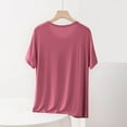 thumbnail image 4 of Tauxra Casual Blouse for Women, Oversized Round Neck Short Sleeve Top, Solid Color Loose Fit Tunic for Daily Wear, 4 of 6
