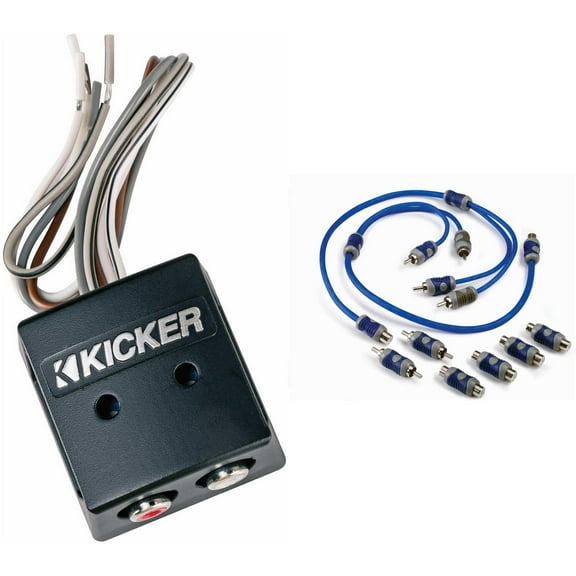 Kicker 46KISLOC K-Series Interconnect, Speaker To Rca W/ Line-Out Converter & 46KIYFM Y-Adapter M/F Signal Cable