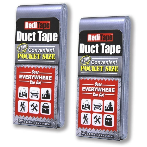 RediTape Pocket Duct Tape 2Pack 1.88 inches x 5 yards per Flat Pack Twin Silver