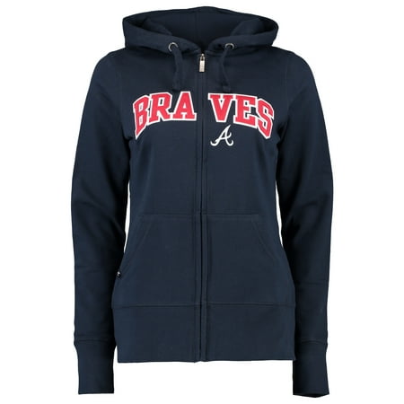 Atlanta Braves Applique - Women's Antigua Navy Atlanta Braves Applique Signature Full-Zip Hoodie