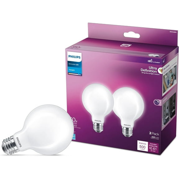 Philips Lighting LED Master G25 Ultra Definition LED Bulb - Dimmable, Daylight 5000K - 2 Pack