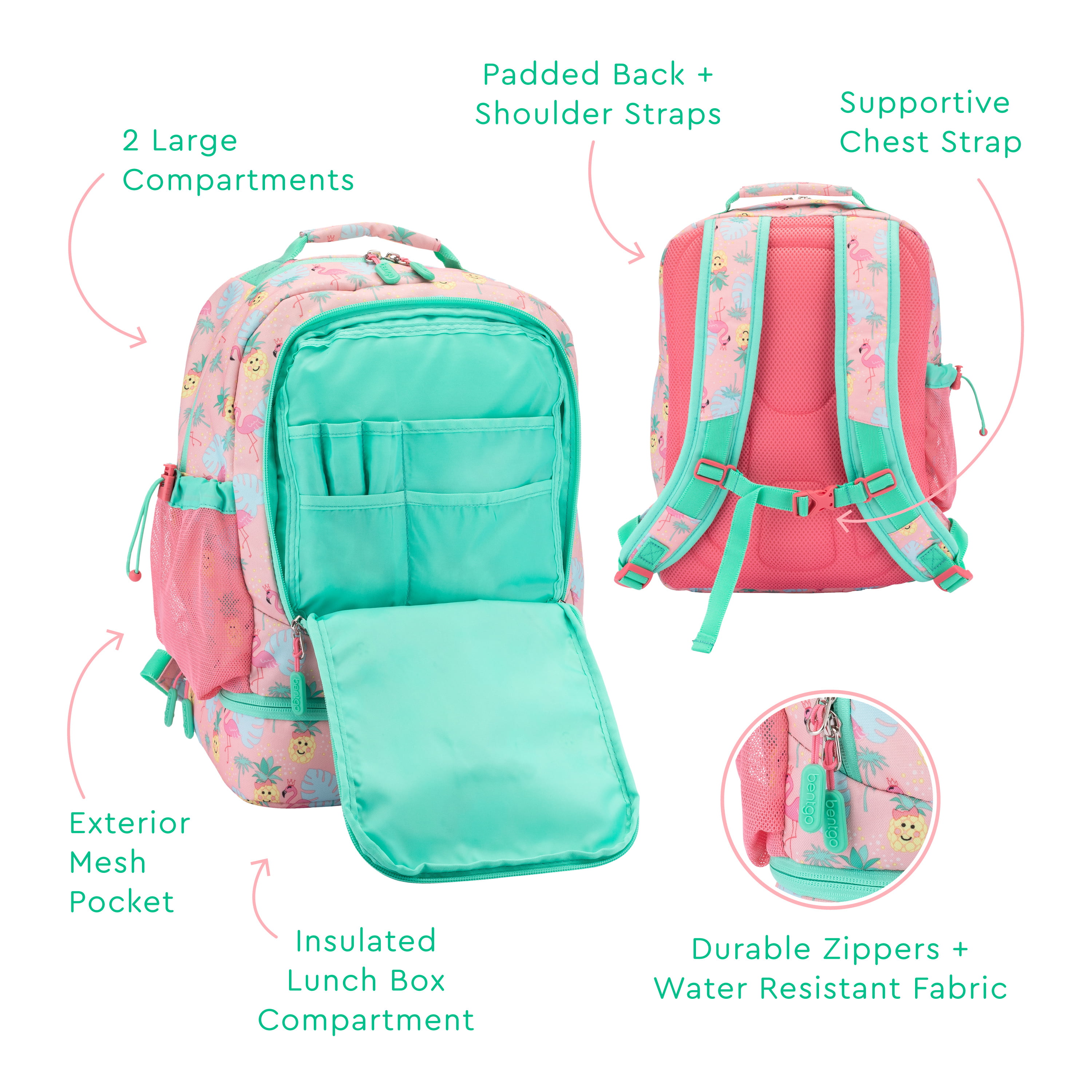 Bentgo Kids Prints 2-in-1 Backpack & Insulated Lunch Bag Aqua/Purple - Mermaid Scales