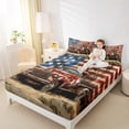 thumbnail image 4 of Feelyou Vintage Rustic Truck Bed Sheets, American Flag King Sheets, Fourth of July Theme Sheet Set, Breathable Home Decor, 4pcs, 4 of 7