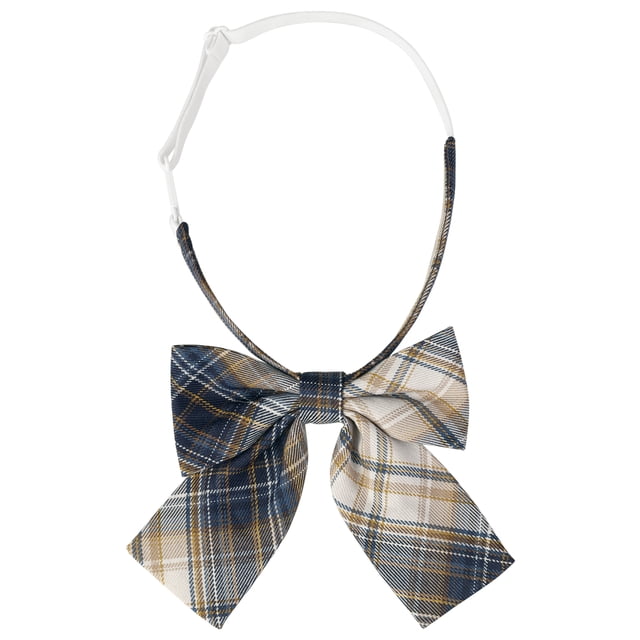 Corbatas de mo?o de cuadros para mujeres INSPIRE CHIC con banda elástica y preatadas para uso casual azul oscuro marrón talla única