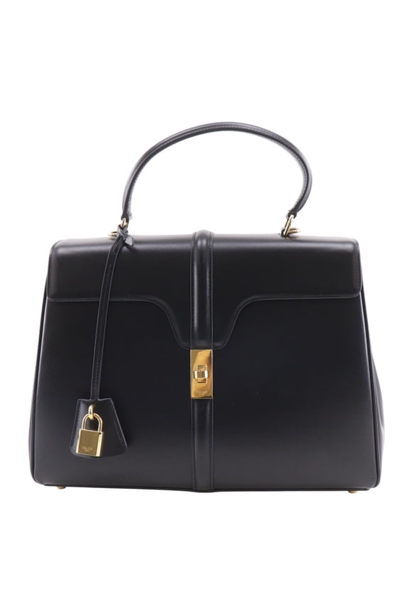 Pre-Owned Celine CELINE 16 Sze Classic Handbag 2-Way Shoulder Bag 187373BEY Calfskin Black...