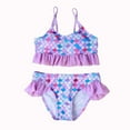 thumbnail image 2 of uublik Girls 2 Piece Swimsuit Summer Strap-print Ruffled Gradient Swimsuit, Sizes 2M-7, 2 of 5