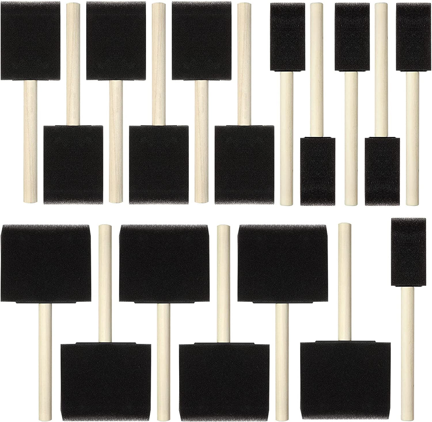 Black Sponge Paint Brushes, 36 Pack Assorted Sizes Foam Paint Brushes ...