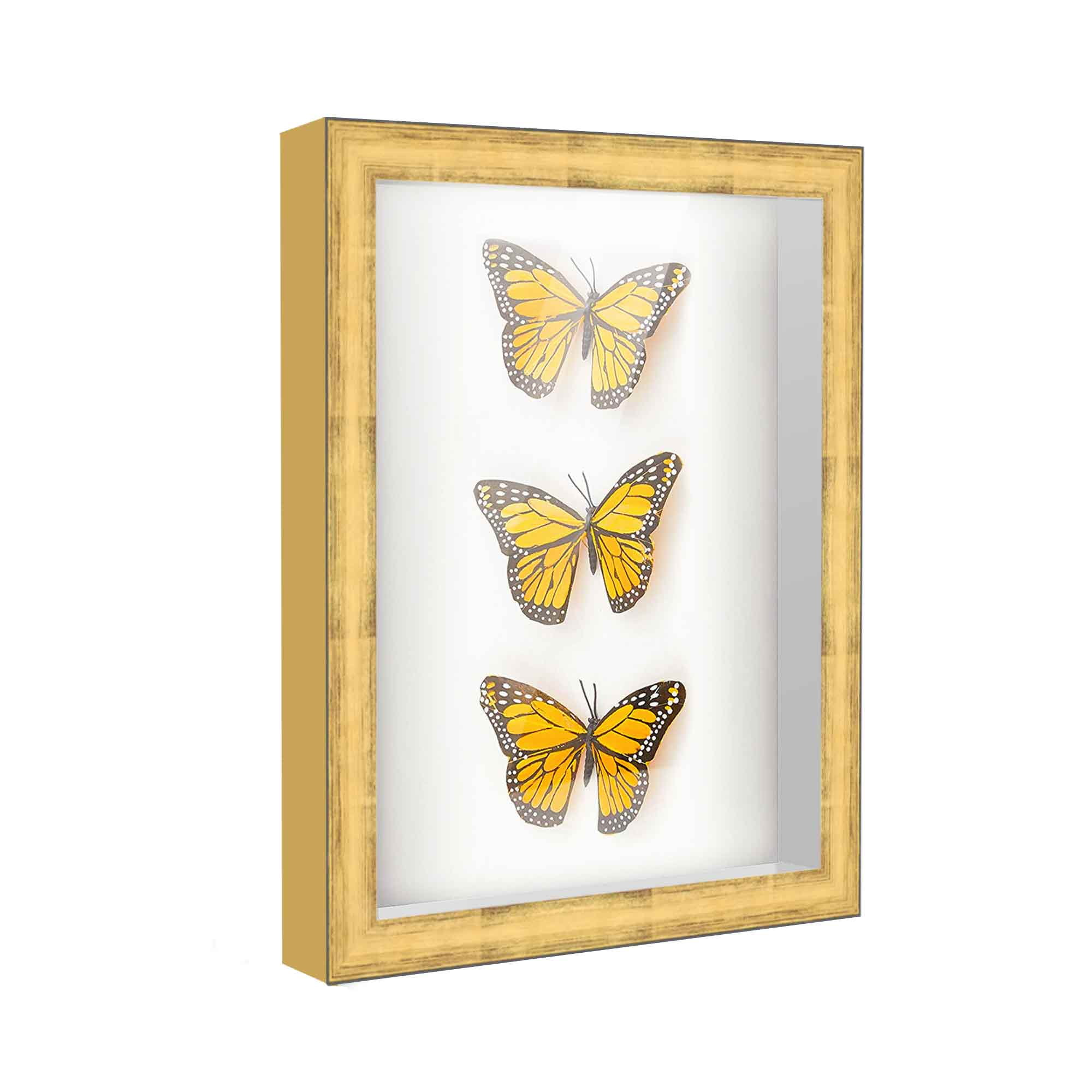 9x20 Shadow Box Frame Gold 1.625 inches Deep Real Wood Contemporary