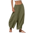 thumbnail image 2 of Womens Casual Pants Lightweight Elastic Waist Palazzo Pants with Pockets Summer Wide Leg Trousers Women, 2 of 8