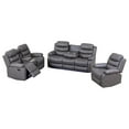 thumbnail image 4 of Hybition 3-Piece PU Leather Manual Reclining Sofa Set with LED Lights, USB Ports, Cup Holders, Drop Down Table, Bluetooth Speakers Grey for Living Room, 4 of 9