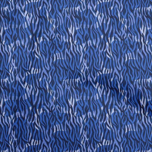 oneOone Velvet Medium Blue Fabric Abstract Sewing Material Print Fabric By The Yard 58 Inch Wide