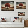 thumbnail image 4 of Designart "Red And Grey Tree silence IV" Floral Print on Natural Pine Wood, 4 of 5