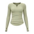 thumbnail image 3 of YueHuiYing Compression Shirt Women Long Sleeve V Neck Workout Tops Dry-Fit Gym Yoga Moisture-Wicking Sports Base Layer T-Shirts Green XL, 3 of 6