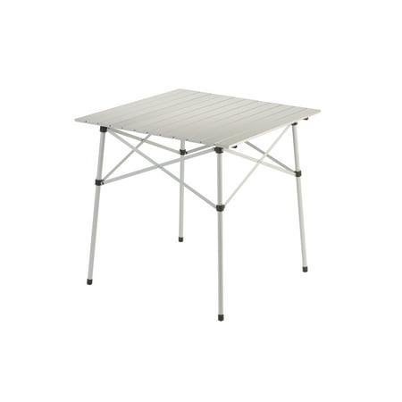 Coleman Compact 27.6" W x 27.6" L Roll-Top Aluminum Adult Camping Table, Silver