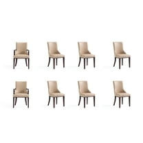 Manhattan Comfort Shubert 19.75" Faux Leather Dining Chair in Tan (Set of 8)
