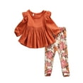 thumbnail image 1 of ZAXARRA Baby Girls Clothes Set Solid Color Long Sleeve Tops + Floral Long Pants, 1 of 6