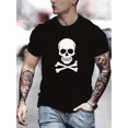 thumbnail image 1 of Skull Graphic Print Men's Creative Top, Casual Short Sleeve Crew Neck T-shirt, Men's Clothing For Summer Outdoor, 1 of 7