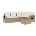 thumbnail image 1 of vidaXL 6 Piece Garden Sofa Set with Cushions Beige Poly Rattan, 1 of 5