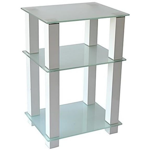 RTA Home & Office TVM-005W Extra Tall Glass, White LCD, Plasma TV Stand & Utility Table or End Table