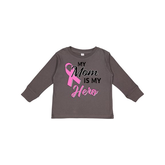 Inktastic My Mom is My Hero Breast Cancer Awareness Boys or Girls Long Sleeve Toddler T-Shirt