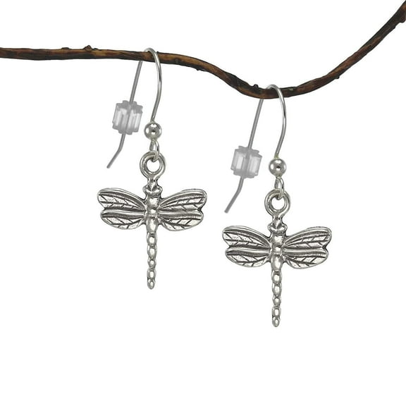 Small Antique Sterling Silver Dragonfly Earrings