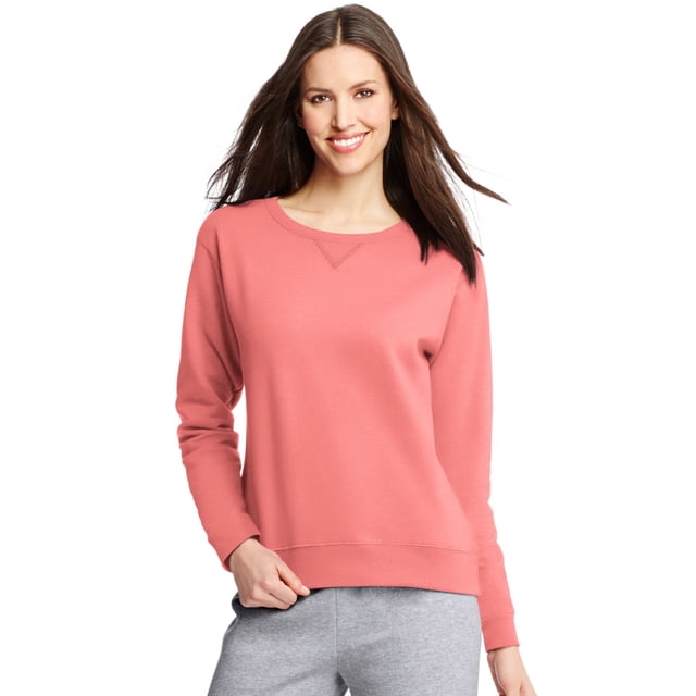 Hanes Womens ComfortSoft EcoSmart Crewneck Sweatshirt, M, Charisma Coral
