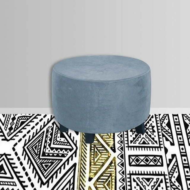 Housses de Rangement Pliantes Rondes Housses de Pouf Polyester Amovibles Repose-Pieds pour Diamètre 48-55cm Gris Bleu