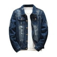 thumbnail image 3 of Kctiaxy Jean Jacket Men Causal Long Sleeve Turn-down Collar Denim Jacket Solid Color Button Down Stretch Fitted Fashion Trave L Denim Jackets with Pockets, 3 of 7