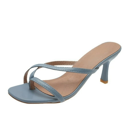 Ladies Dressy Heeled Sandal Summer Formal Toe Ring Heels Dress Shoes Cocktail Party Night Thong Sandals for Women