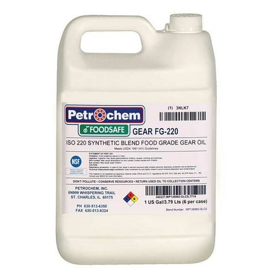Petrochem 1 gal, Drum, Semi-Synthetic, Clear FOODSAFE GEAR FG-220-001