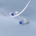 thumbnail image 6 of K-KED 925 Sterling Silver 12mm Blue Star Design Hoop Sleeper Earrings (Pair), 6 of 6