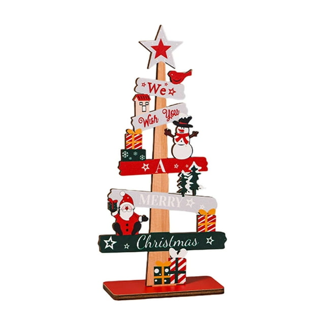 Árbol de Navidad de madera, centro de mesa coleccionable de árbol de Navidad pequeño, Navidad Estilo B