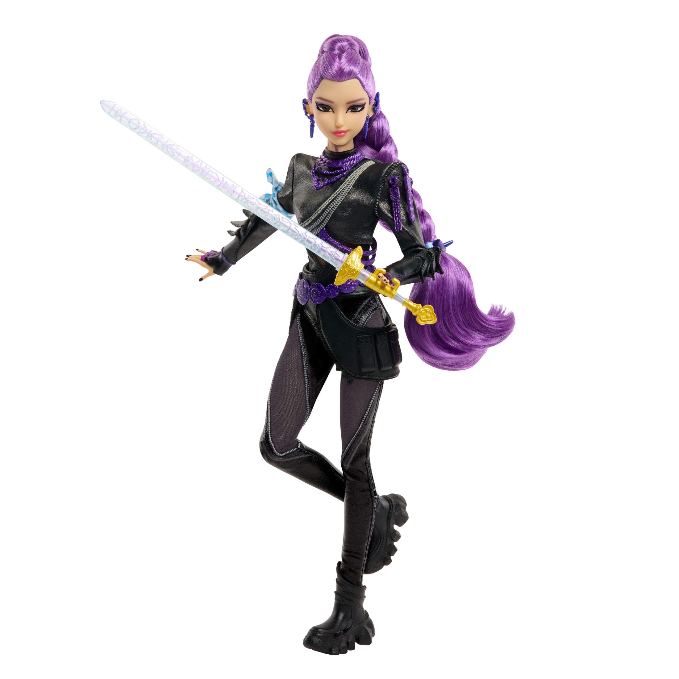 KPop Demon Hunters HUNTR/X Rumi Deluxe Fashion Doll in Removable Battle Look with Sword Accessory