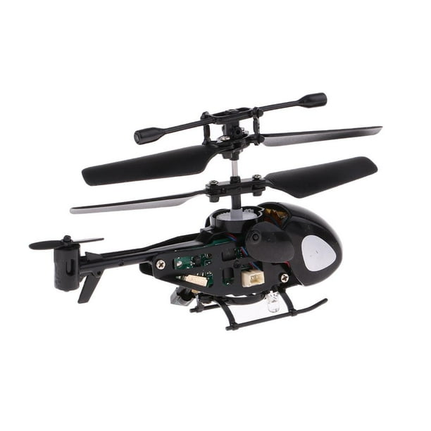 Mini helicóptero RC con control remoto, fácil de volar, giroscopio, led negro